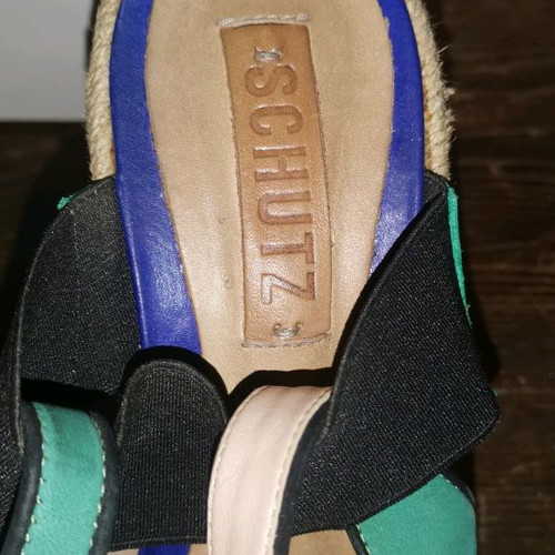 Schutz wedge sandals used, multicolor, size 38