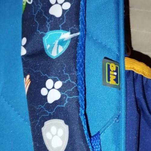Preschool backpack, blue with Paw Power design
