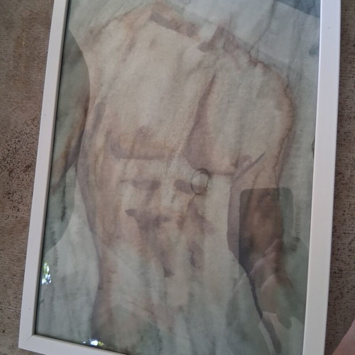 Painting "Γυμνο" framed 20×30cm, like new, signed