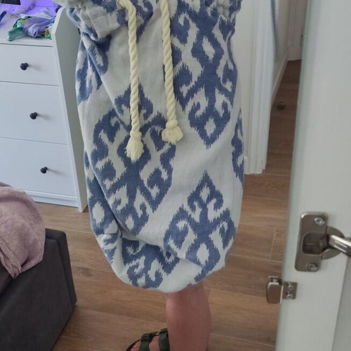 Wind Large Shoulder Bag Used, Blue White Boho Ethnic Limited Edition