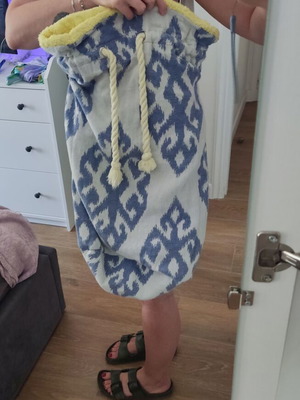 Wind Large Shoulder Bag Used, Blue White Boho Ethnic Limited Edition