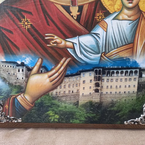 Panagia Soumela icon on natural wood 40×29 cm new