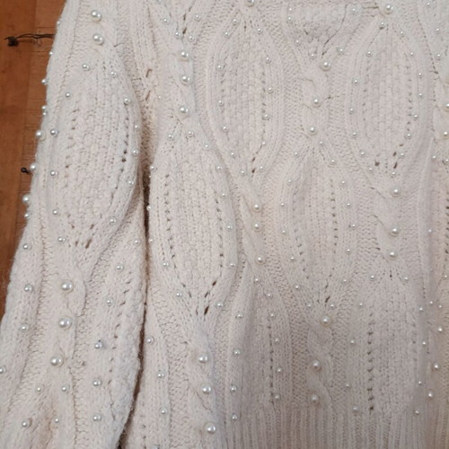Zara knitted sweater with pearls like new, white, size S