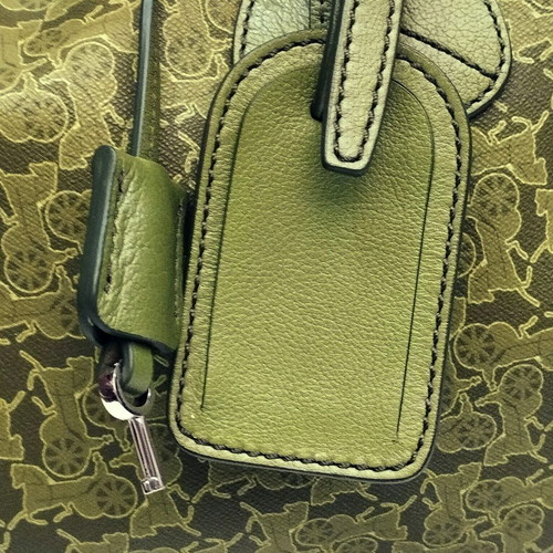 Celine Carriage Pattern handbag like new, green with case and lock