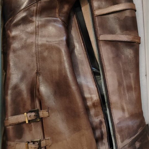 Leather women's boots size 37 used, tan color, Italian