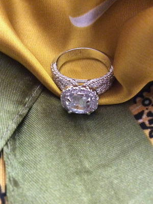 Silver-plated Fo Bijou ring new with zircon stones