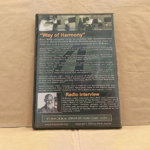 DVD Morihei Ueshiba & Aikido Vol. 4 Way of Harmony like new, documentary