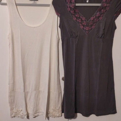 Nightgowns refurbished medium Cosabella purple and Paindesucre white