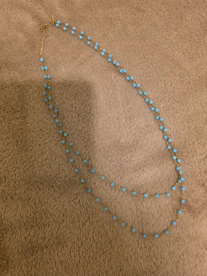 Steel double necklace with turquoise stones in rose gold, Othelia brand, new