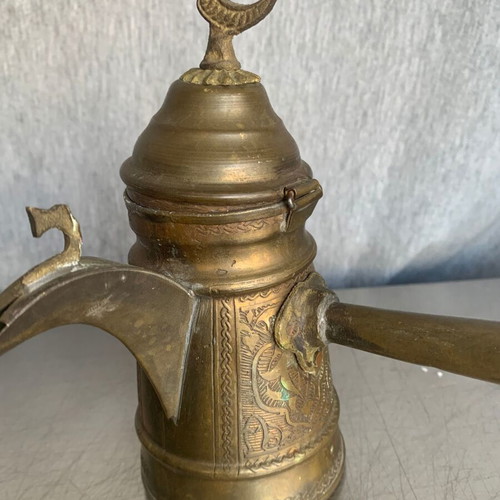 Coffee cezve old used, copper and brass