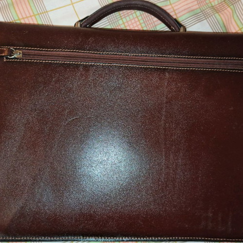 Gérard Henon professional leather briefcase used, brown
