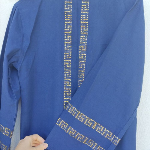 Vintage Greek Caftan DURA 60s 70s with Gold Embroidery Boho Chic Hippie