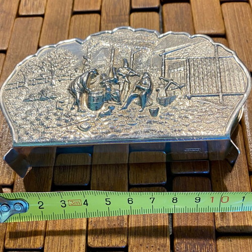 Vintage silver-plated napkin holder used, from Denmark