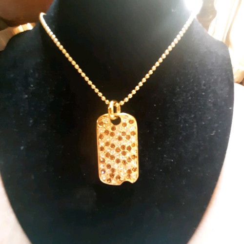 Identity necklace used with rhinestones