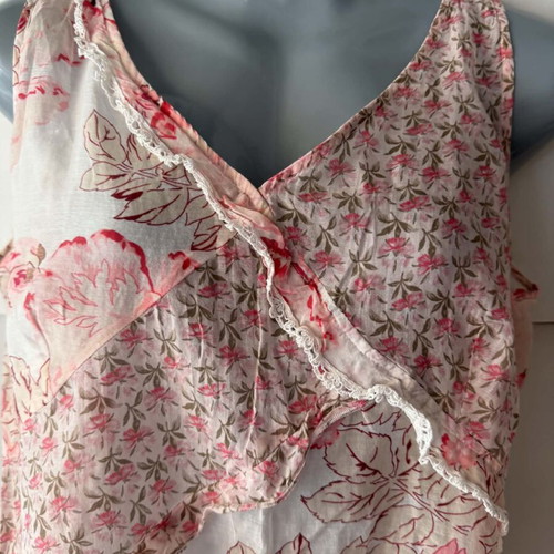 Apriori women's blouse M-L, 28% silk, 72% cotton, white and pink