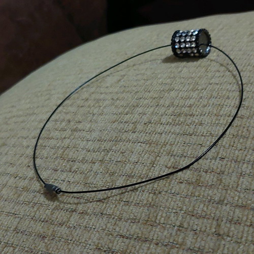 Tsoker necklace black cylinder with Swarovski like new