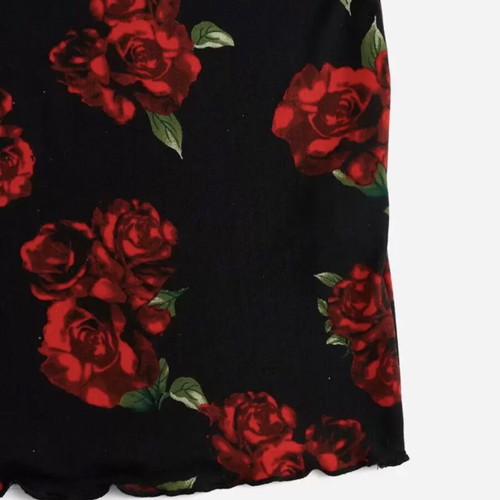Shein dress XS black with red roses new