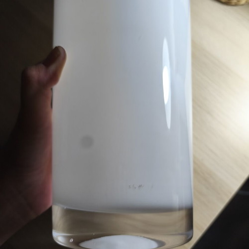 Glass vase 30cm, white with slight wear