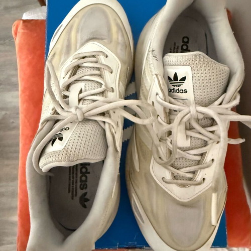 Adidas ZX 2k Bpost 2.0 athletic shoes used, white and beige