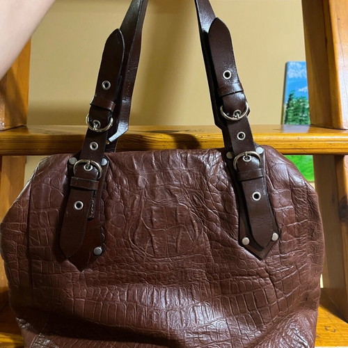 Women's shoulder bag brown natural leather like new