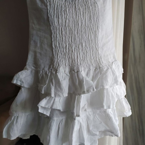 Miss Envy Linen Strapless Blouse new, size Small, white