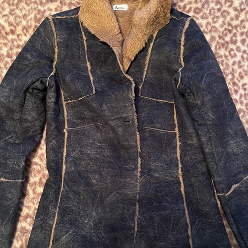 Women's coat used Anel blue and brown, size S