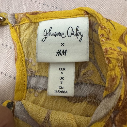 H&M X Johanna Ortiz Yellow Floral Parrot Ruffle Maxi Dress Size S Viscose