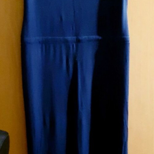 Long hooded dress M/L, dark blue, cotton, sleeveless, used