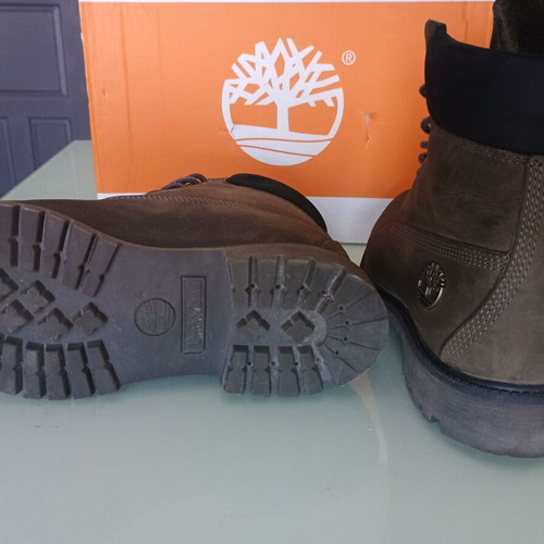 Timberland 6-Inch Waterproof Grey Nubuck Boots, size 41.5