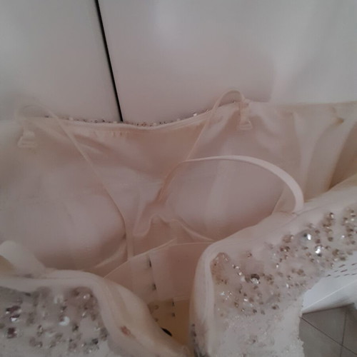 Wedding dress ivory used, strapless with thin extra straps, size small
