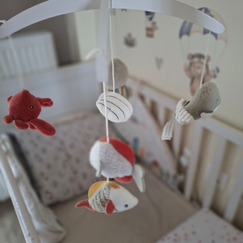 Little Dutch wooden mobile used with ocean theme and music