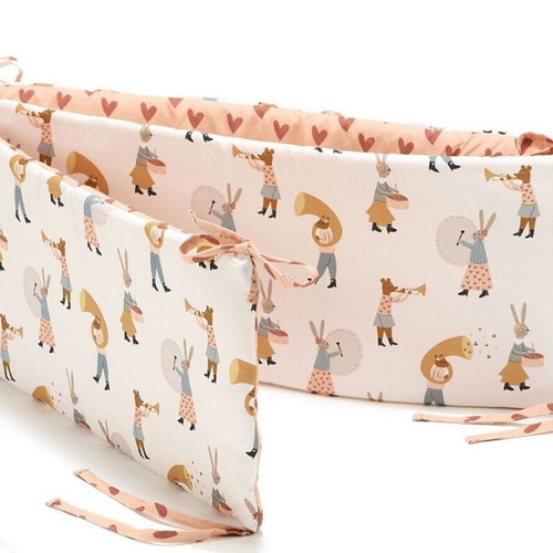 La Millou Musicians Pink crib bumper like new double-sided