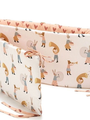 La Millou Musicians Pink crib bumper like new double-sided