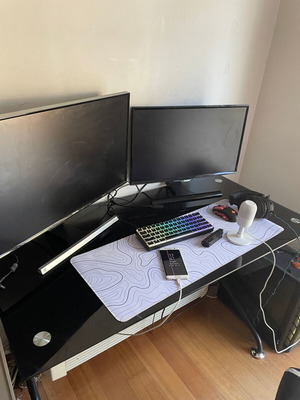 Μαύρο γυάλινο γραφείο 120x60x76 μοντέρνο με μεταλλικά πόδια