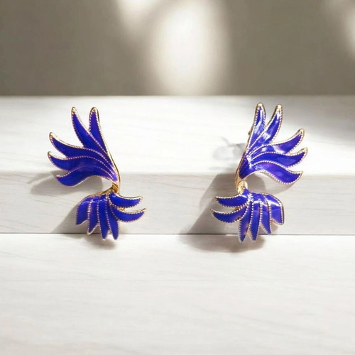 Earrings Angel Wing Style new, purple and gold