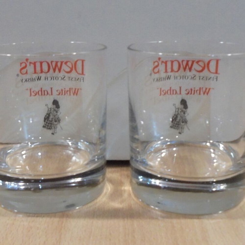 Dewar's Scotch Whisky set of two promotional glasses used
