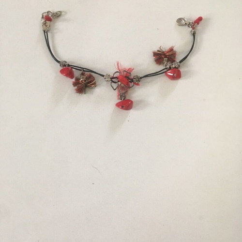 Bracelet handmade like new with adjustable clasp, black and red