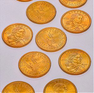 RARE- NO EDGE WRITING 2000 P SACAGAWEA ONE DOLLAR COIN US LIBERTY GOLD COLOR- 9 coins available