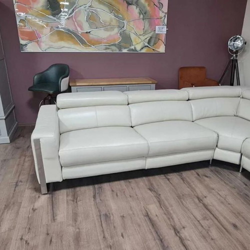 Torres corner sofa cream with electric relax mechanism and genuine leather
