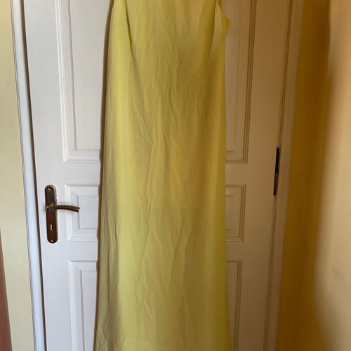Women's long crepe dress bimba yellow size Medium new