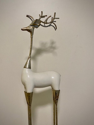 Decorative deer figure used, porcelain and iron, 40-45cm
