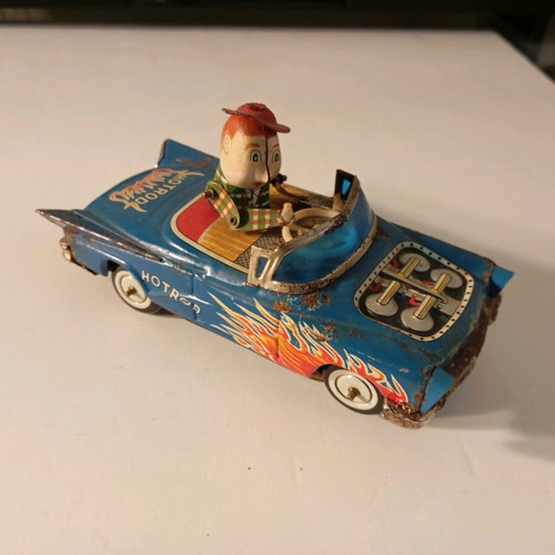 Used metal YOSHIYA KO Bump n Go vintage toy car from 1950s