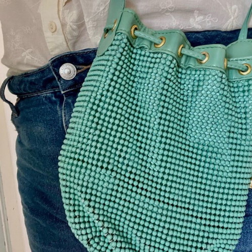 Accessorize Bucket Bag mint green like new, vintage glam