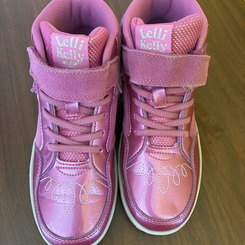 Lelli Kelly Girls Pink Metallic High Top Sneakers EU 35