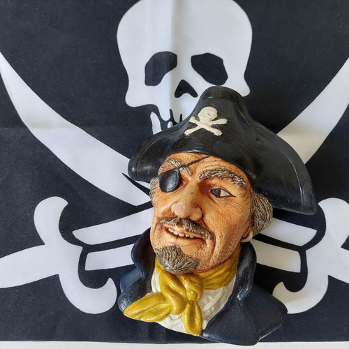 Vintage Pirate Bust and Pirate Flag