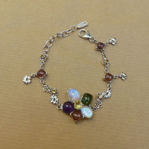 925 Silver Bracelet with Semi-Precious Stones