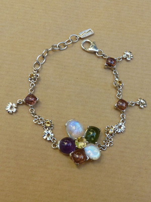 925 Silver Bracelet with Semi-Precious Stones