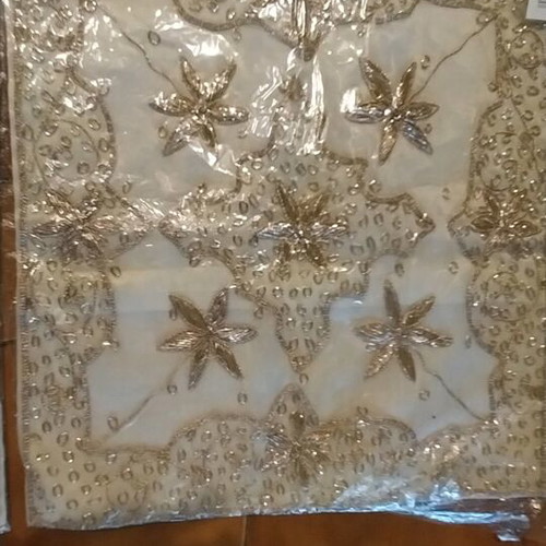 Decorative satin embroidered pillowcases with golden beads new, set of 4