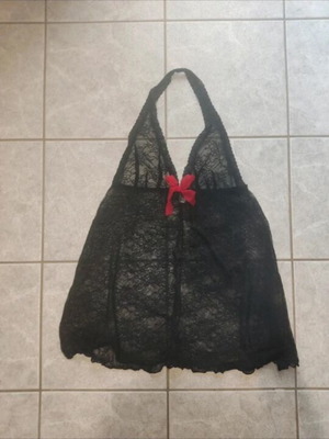 Μαύρο δαντέλα νυχτικό frou frou no medium, καινούριο