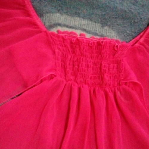 Transparent fuchsia top new, satin finish, loose fit